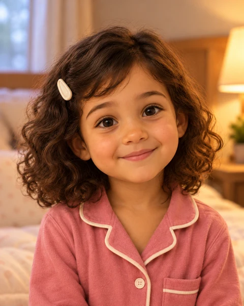 Example child photo of a girl with wavy brown hair